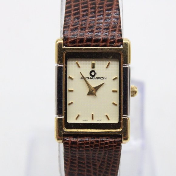 J.B Champion Watch Womens Gold Tone Stainless Steel Classic Brown Leather Band - Picture 3 of 8